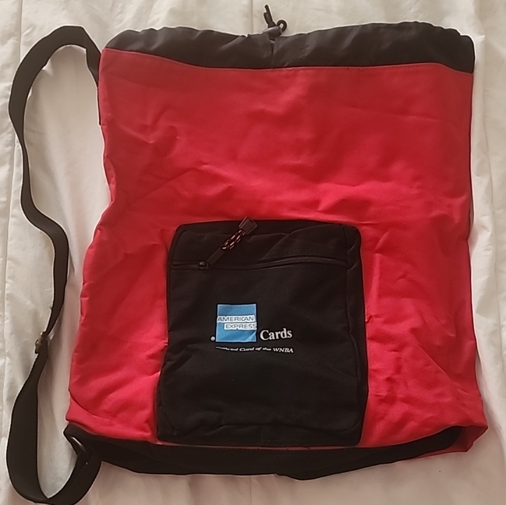 Large Rare American Express Cards Official Card Of The WNBA Black & Red Backpack